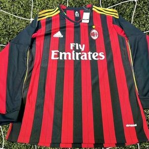 Adidas Red and Black Ac Milan jersey